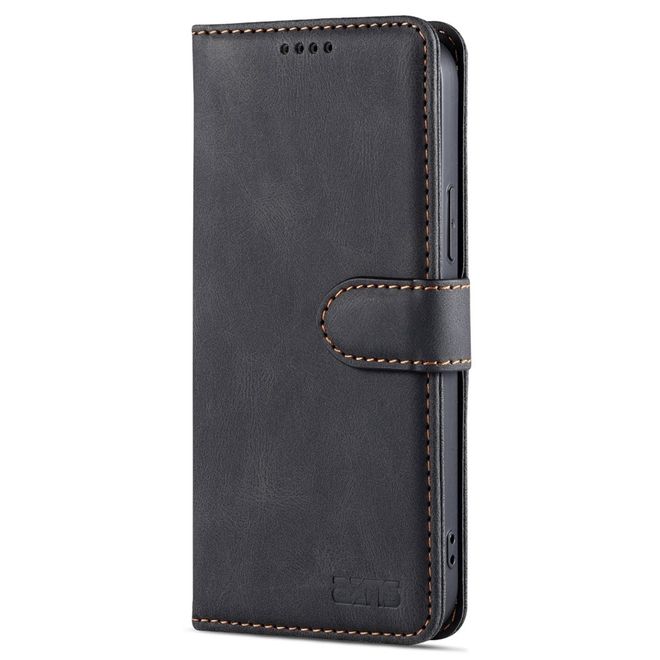 AZNS - iPhone 14 Plus Hülle - Retro Leder Bookcover - schwarz
