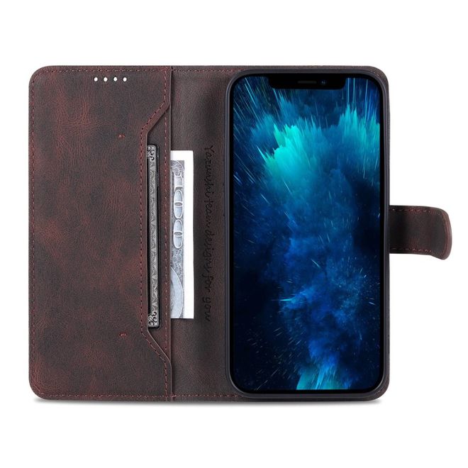 AZNS - iPhone 14 Pro Max Hülle - Retro Leder Bookcover - braun