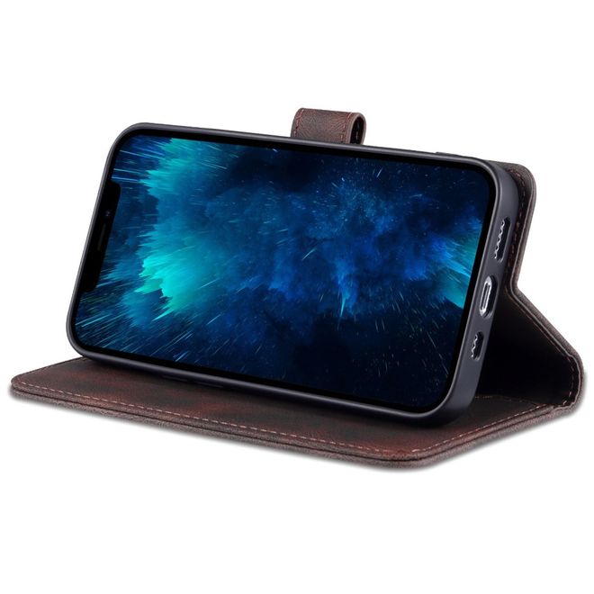 AZNS - iPhone 14 Pro Max Hülle - Retro Leder Bookcover - braun