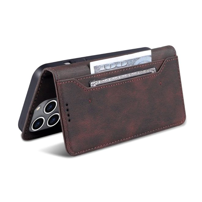 AZNS - iPhone 14 Pro Max Hülle - Retro Leder Bookcover - braun