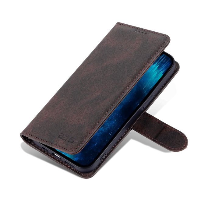 AZNS - iPhone 14 Pro Max Hülle - Retro Leder Bookcover - braun