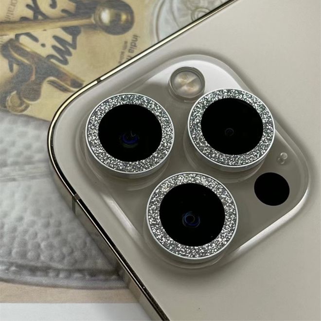 iPhone 14 Pro Camera Lens Protective Glass - Protection for Triple Camera - Camera Lens Bling Series - Gold