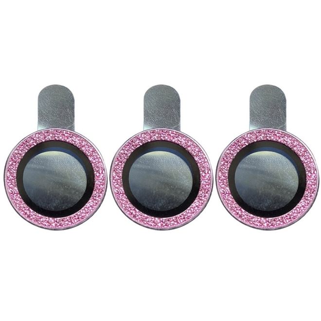 Verre de protection pour objectif d'appareil photo iPhone 14 Pro - Protection pour triple caméra - Série Bling pour objectif d'appareil photo - Violet