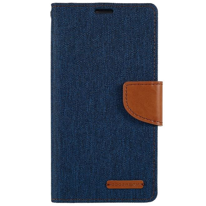 Goospery - iPhone 14 Plus Hülle - Bookcover - Canvas Diary Series - dunkelblau