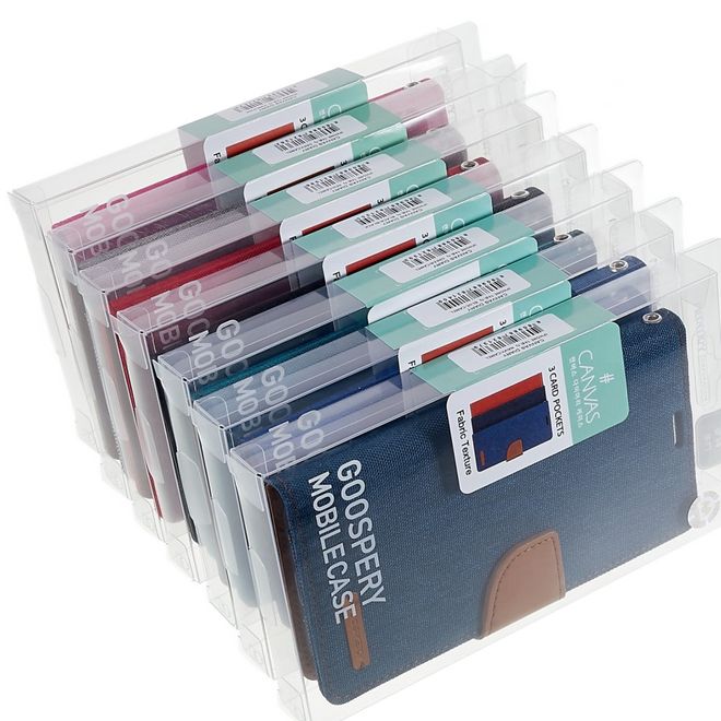 Goospery - iPhone 14 Plus Hülle - Bookcover - Canvas Diary Series - dunkelblau