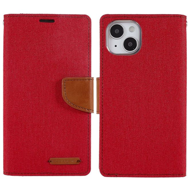 Goospery - iPhone 14 Plus Hülle - Bookcover - Canvas Diary Series - rot