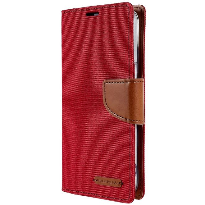 Goospery - iPhone 14 Plus Hülle - Bookcover - Canvas Diary Series - rot