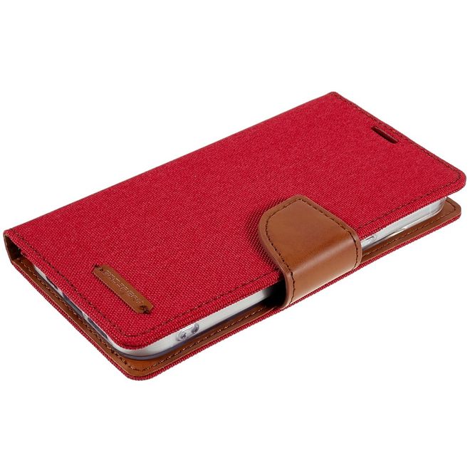Goospery - iPhone 14 Plus Hülle - Bookcover - Canvas Diary Series - rot