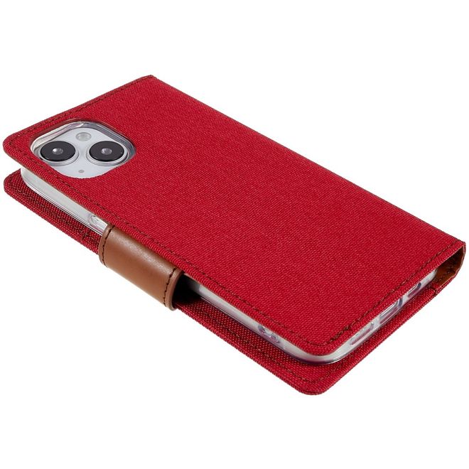 Goospery - iPhone 14 Plus Hülle - Bookcover - Canvas Diary Series - rot