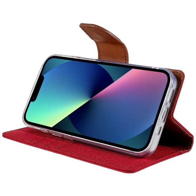 Goospery - iPhone 14 Plus Hülle - Bookcover - Canvas Diary Series - rot