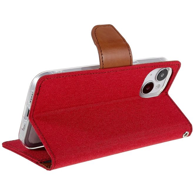 Goospery - iPhone 14 Plus Hülle - Bookcover - Canvas Diary Series - rot