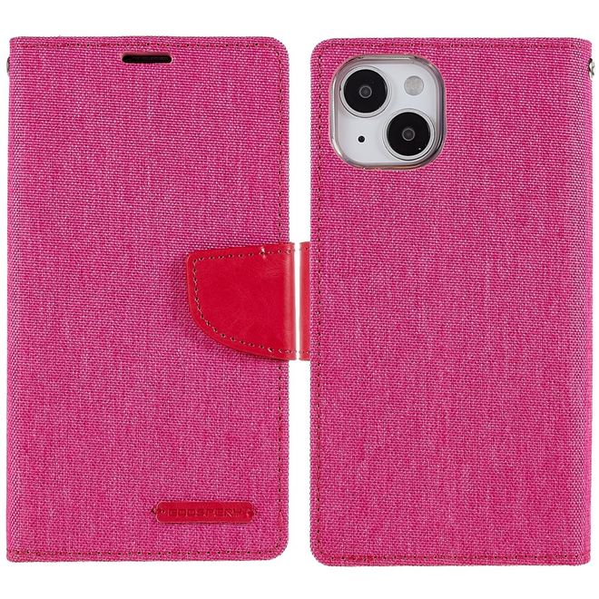Goospery - iPhone 14 Plus Hülle - Bookcover - Canvas Diary Series - pink