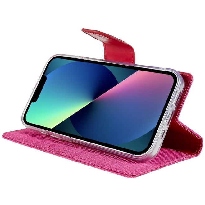 Goospery - iPhone 14 Plus Hülle - Bookcover - Canvas Diary Series - pink