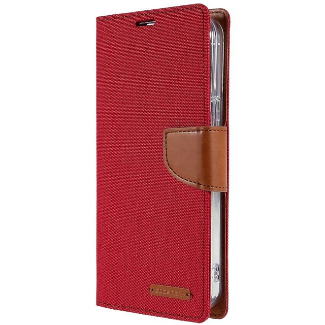 Goospery - iPhone 14 Pro Max Hülle - Bookcover - Canvas Diary Series - rot