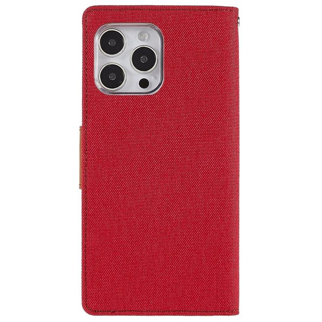 Goospery - iPhone 14 Pro Max Hülle - Bookcover - Canvas Diary Series - rot