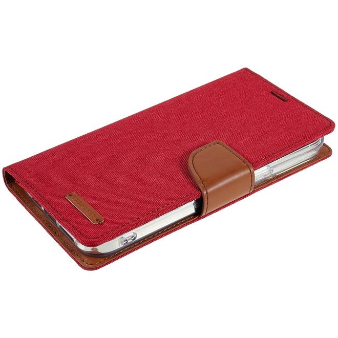Goospery - iPhone 14 Pro Max Hülle - Bookcover - Canvas Diary Series - rot