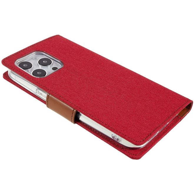Goospery - iPhone 14 Pro Max Hülle - Bookcover - Canvas Diary Series - rot