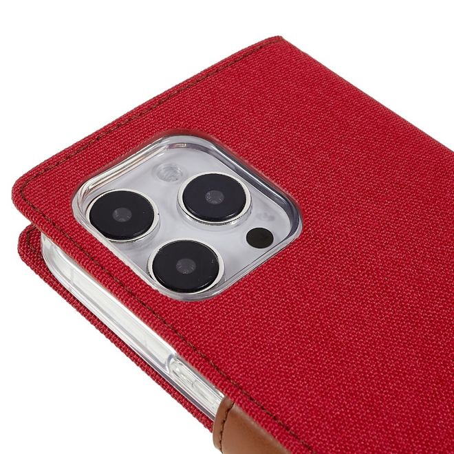 Goospery - iPhone 14 Pro Max Hülle - Bookcover - Canvas Diary Series - rot