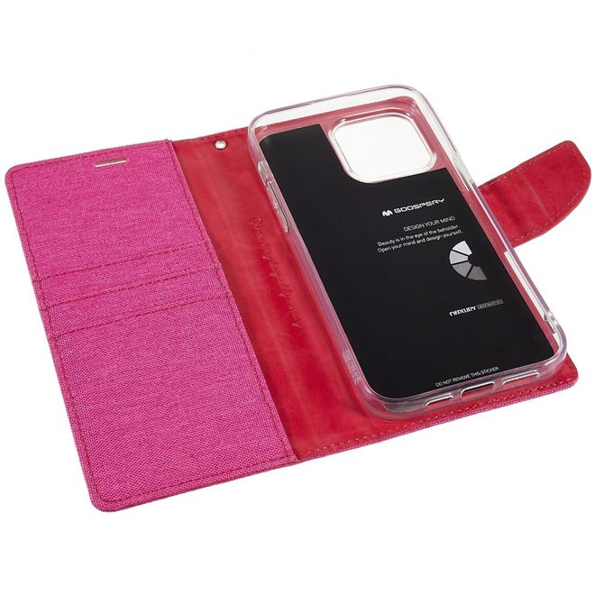 Goospery - iPhone 14 Pro Max Hülle - Bookcover - Canvas Diary Series - pink