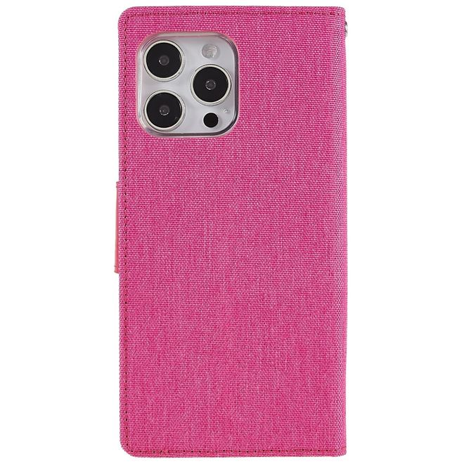 Goospery - iPhone 14 Pro Max Hülle - Bookcover - Canvas Diary Series - pink