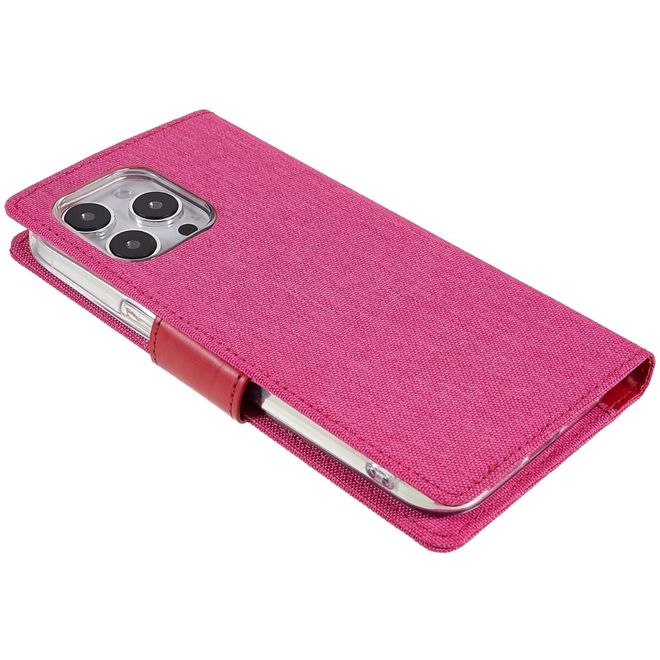 Goospery - iPhone 14 Pro Max Hülle - Bookcover - Canvas Diary Series - pink