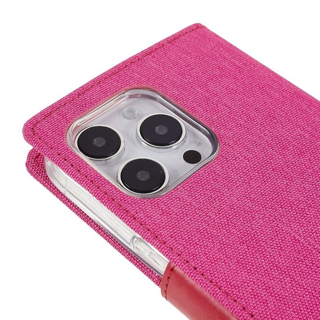Goospery - iPhone 14 Pro Max Hülle - Bookcover - Canvas Diary Series - pink