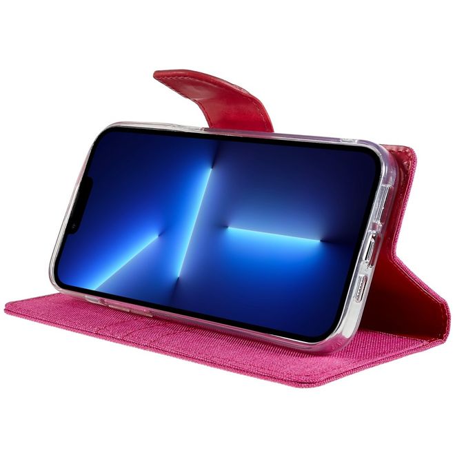 Goospery - iPhone 14 Pro Max Hülle - Bookcover - Canvas Diary Series - pink