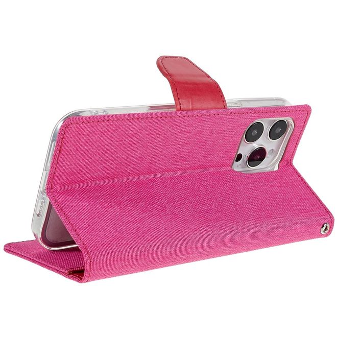 Goospery - iPhone 14 Pro Max Hülle - Bookcover - Canvas Diary Series - pink