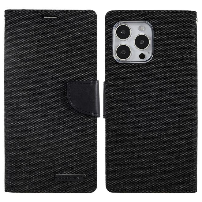 Goospery - iPhone 14 Pro Hülle - Bookcover - Canvas Diary Series - schwarz