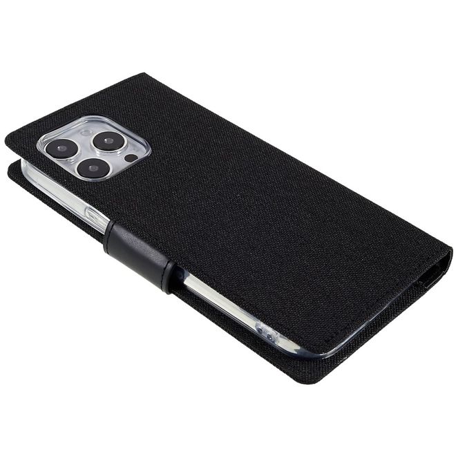 Goospery - iPhone 14 Pro Hülle - Bookcover - Canvas Diary Series - schwarz