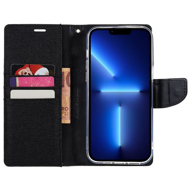 Goospery - iPhone 14 Pro Hülle - Bookcover - Canvas Diary Series - schwarz