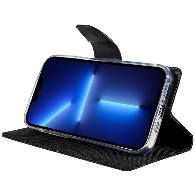 Goospery - iPhone 14 Pro Hülle - Bookcover - Canvas Diary Series - schwarz