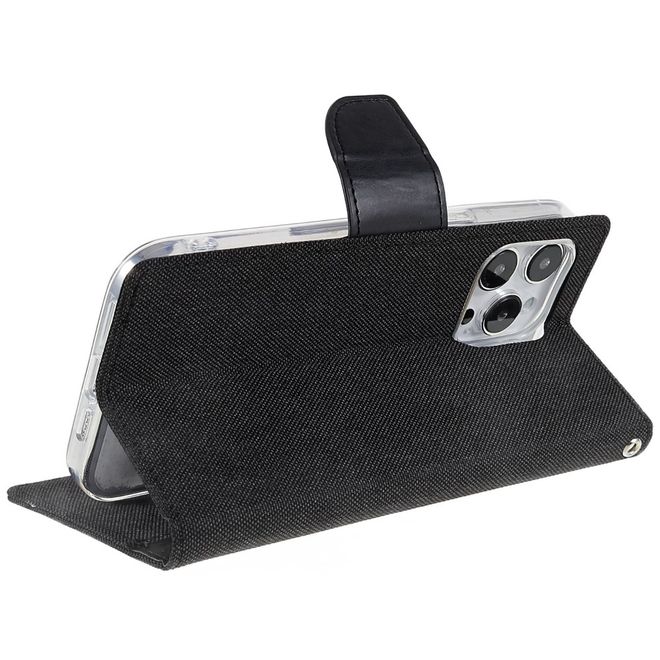 Goospery - iPhone 14 Pro Hülle - Bookcover - Canvas Diary Series - schwarz