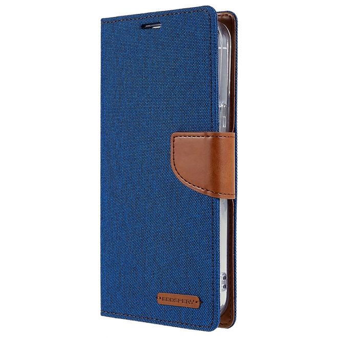 Goospery - iPhone 14 Pro Hülle - Bookcover - Canvas Diary Series - blau