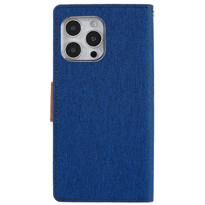 Goospery - iPhone 14 Pro Hülle - Bookcover - Canvas Diary Series - blau