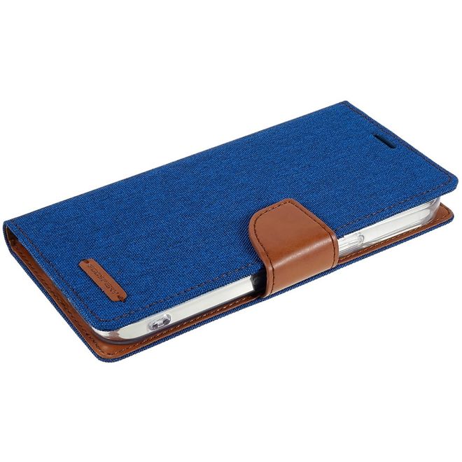 Goospery - iPhone 14 Pro Hülle - Bookcover - Canvas Diary Series - blau