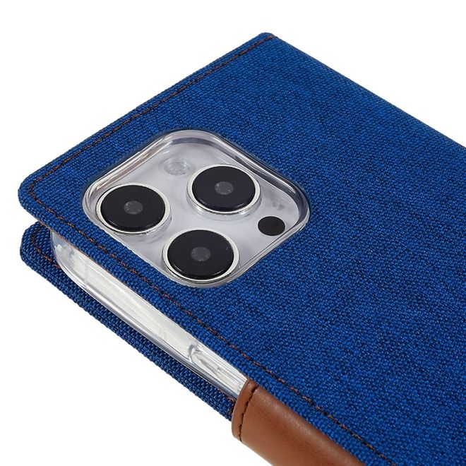 Goospery - iPhone 14 Pro Hülle - Bookcover - Canvas Diary Series - blau