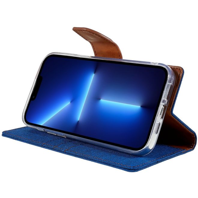 Goospery - iPhone 14 Pro Hülle - Bookcover - Canvas Diary Series - blau