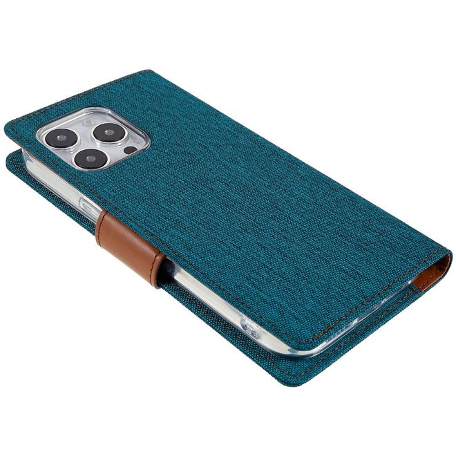 Goospery - iPhone 14 Pro Hülle - Bookcover - Canvas Diary Series - grün