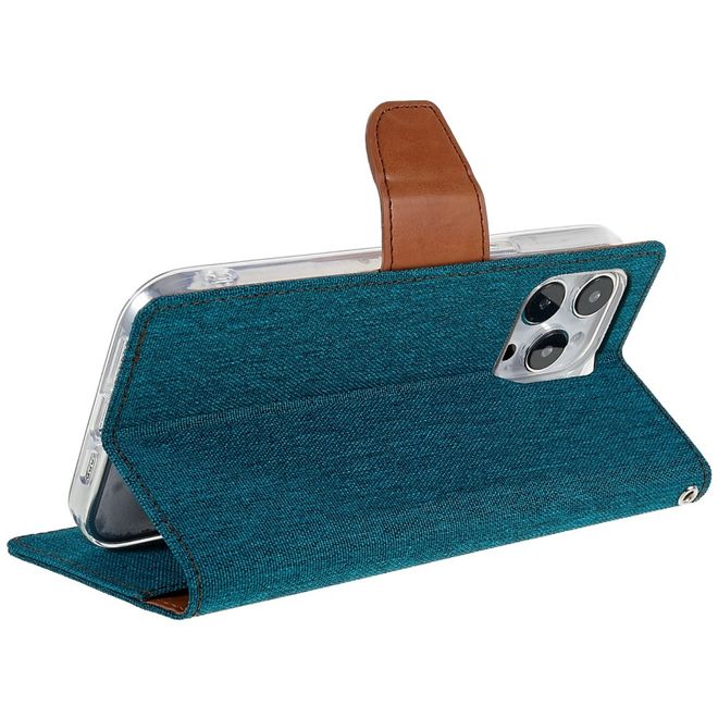 Goospery - iPhone 14 Pro Hülle - Bookcover - Canvas Diary Series - grün