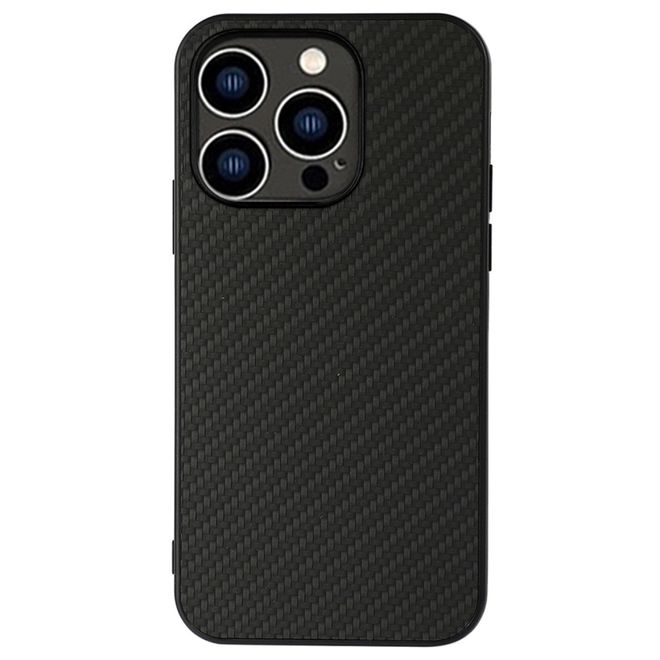 iPhone 14 Pro Hülle - Hardcase mit Carbonfaser Textur - Carbon Fiber Textures Series - schwarz