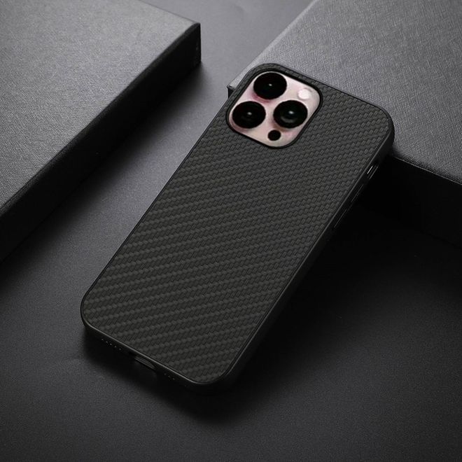 Coque pour iPhone 14 Pro Max - Coque rigide avec texture fibre de carbone - Série Textures Fibre de Carbone - Noir
