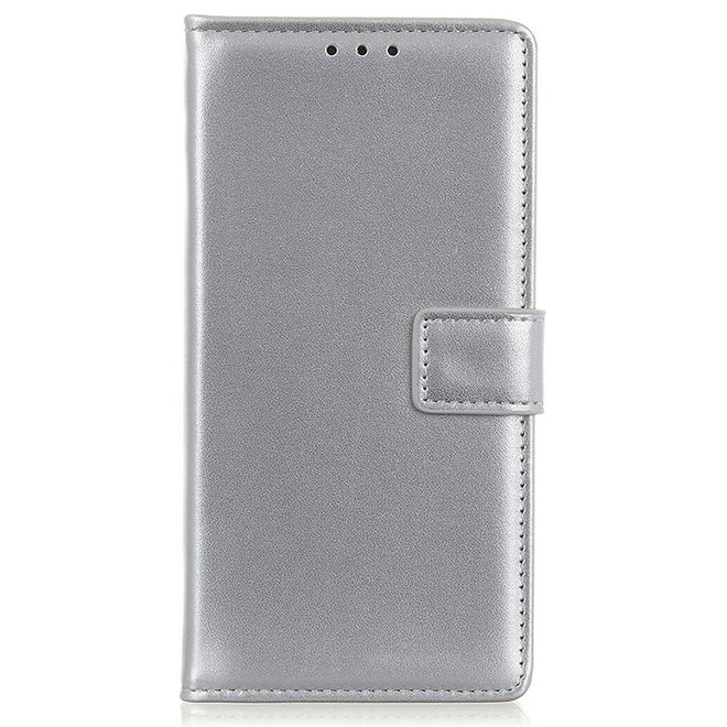 iPhone 14 Plus Handy Hülle - Classic II Leder Bookcover Series - silber