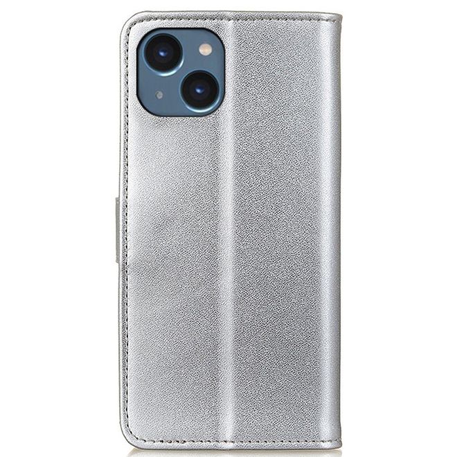 iPhone 14 Plus Handy Hülle - Classic II Leder Bookcover Series - silber