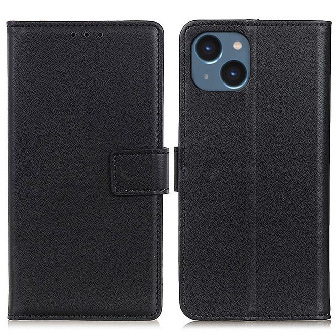 iPhone 14 Plus Handy Hülle - Classic II Leder Bookcover Series - schwarz