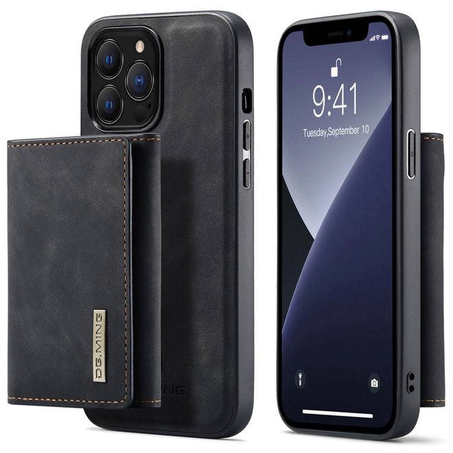 DG Ming - iPhone 14 Pro Max Hülle - Hardcase mit abnehmbarem Portemonnaie - M1 Series - schwarz