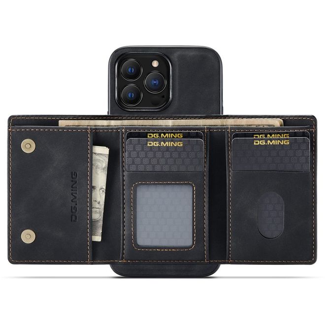 DG Ming - iPhone 14 Pro Max Hülle - Hardcase mit abnehmbarem Portemonnaie - M1 Series - schwarz