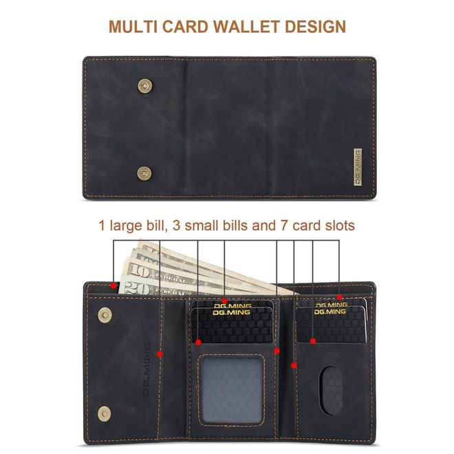DG Ming - iPhone 14 Pro Max Hülle - Hardcase mit abnehmbarem Portemonnaie - M1 Series - schwarz