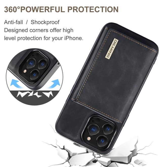 DG Ming - iPhone 14 Pro Max Hülle - Hardcase mit abnehmbarem Portemonnaie - M1 Series - schwarz