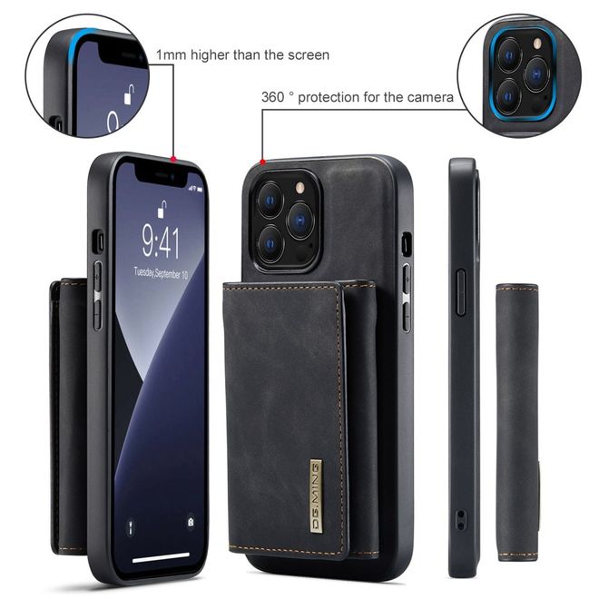 DG Ming - iPhone 14 Pro Max Hülle - Hardcase mit abnehmbarem Portemonnaie - M1 Series - schwarz
